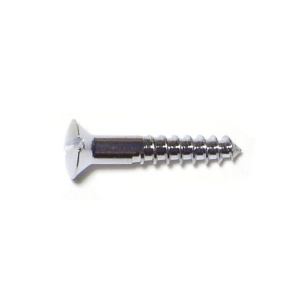 Midwest Fastener Wood Screw, #4, 5/8 in, Chrome Brass Oval Head Slotted Drive, 45 PK 61706 - main
